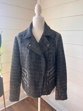 Banana Republic Women's Black Tweed Moto Jacket